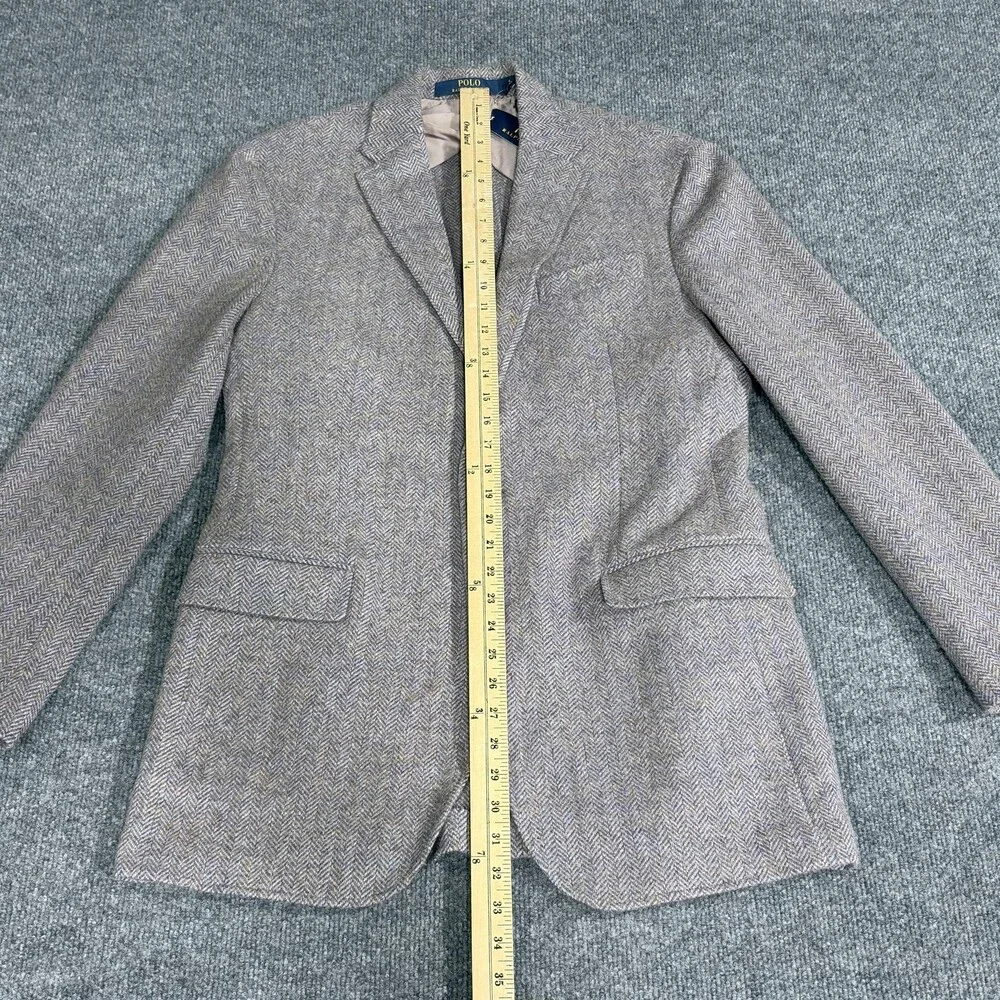 Polo Ralph Lauren Blazer Mens 42L Herringbone Wool Made Italy Sport Coat Suede